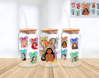 Princess 16 Oz Libbey Glass Can Wrap Png Sublimation Digital Instant Download, Cartoon Libbey Png, Glass Cup, Coffee Cup, Glass Jar