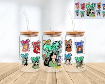 Princess 16 Oz Libbey Glass Can Wrap Png Sublimation Digital Instant Download, Cartoon Libbey Png, Glass Cup, Coffee Cup, Glass Jar