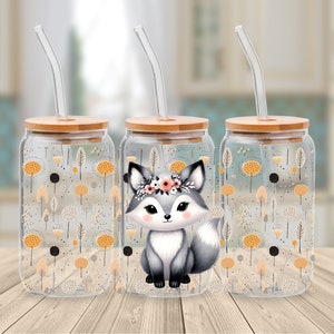 Foxy 16 Oz Libbey Glasdose Wrap Png Sublimation Digitaler Sofort-Download, Cartoon Libbey Png, Glasschale, Kaffeetasse, Glasdose