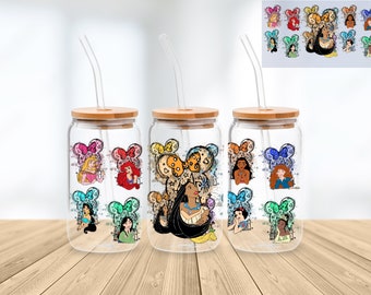 Princess 16 Oz Libbey Glass Can Wrap Png Sublimation Digital Instant Download, Cartoon Libbey Png, Glass Cup, Coffee Cup, Glass Jar