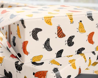 Playful Chicken Gift Wrap, Farm Animal Wrapping Paper