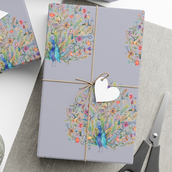 Peacock Wrapping Paper Etsy