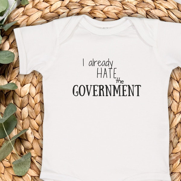 Funny political baby onesie, anarcho gift for Libertarian, conservative baby tee