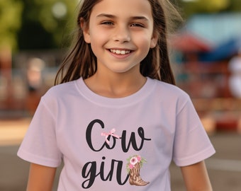 Cowgirl coquette girls tshirt, shirts for cow girls, gifts for daughter, rodeo shirt for barrel racer