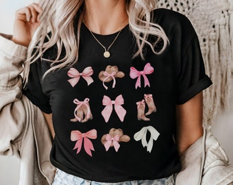 Coquette bows tshirt, Coquette cowgirl shirt for women, Coquette tops for Mother's Day