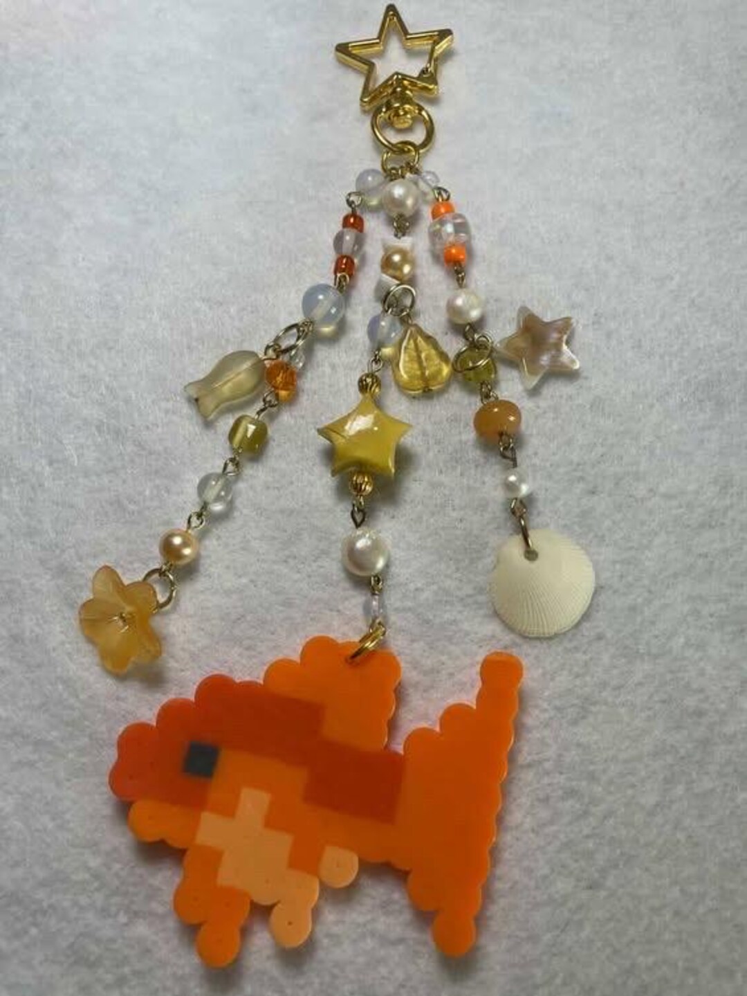 Perler Goldfish Pattern Orange Goldfish Perler Bead Keychain - Perfect for Sea Enthusiasts ...