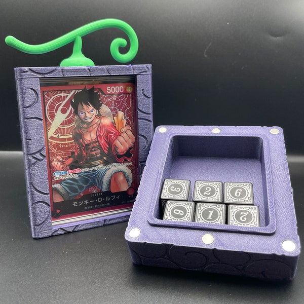 One Piece TCG Gum Gum Fruit Leader Deck + Dice Box | 3D Printed, Magnetic Top, Bottom, & Stem | Max 100 Card Capacity | Mini Snap Included!
