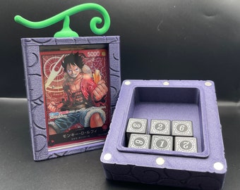 One Piece TCG Gum Gum Fruit Leader Deck + Dice Box | 3D Printed, Magnetic Top, Bottom, & Stem | Max 100 Card Capacity | Mini Snap Included!