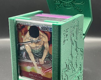 One Piece TCG Roronoa Zoro Leader Deck & Dice Box  | Max 100 Card Capacity | 3D Printed, Magnetic Parts, w/ Mini Snap!