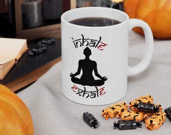 Inhale Exhale Yoga Coffee Mug: Calming Meditation Gift