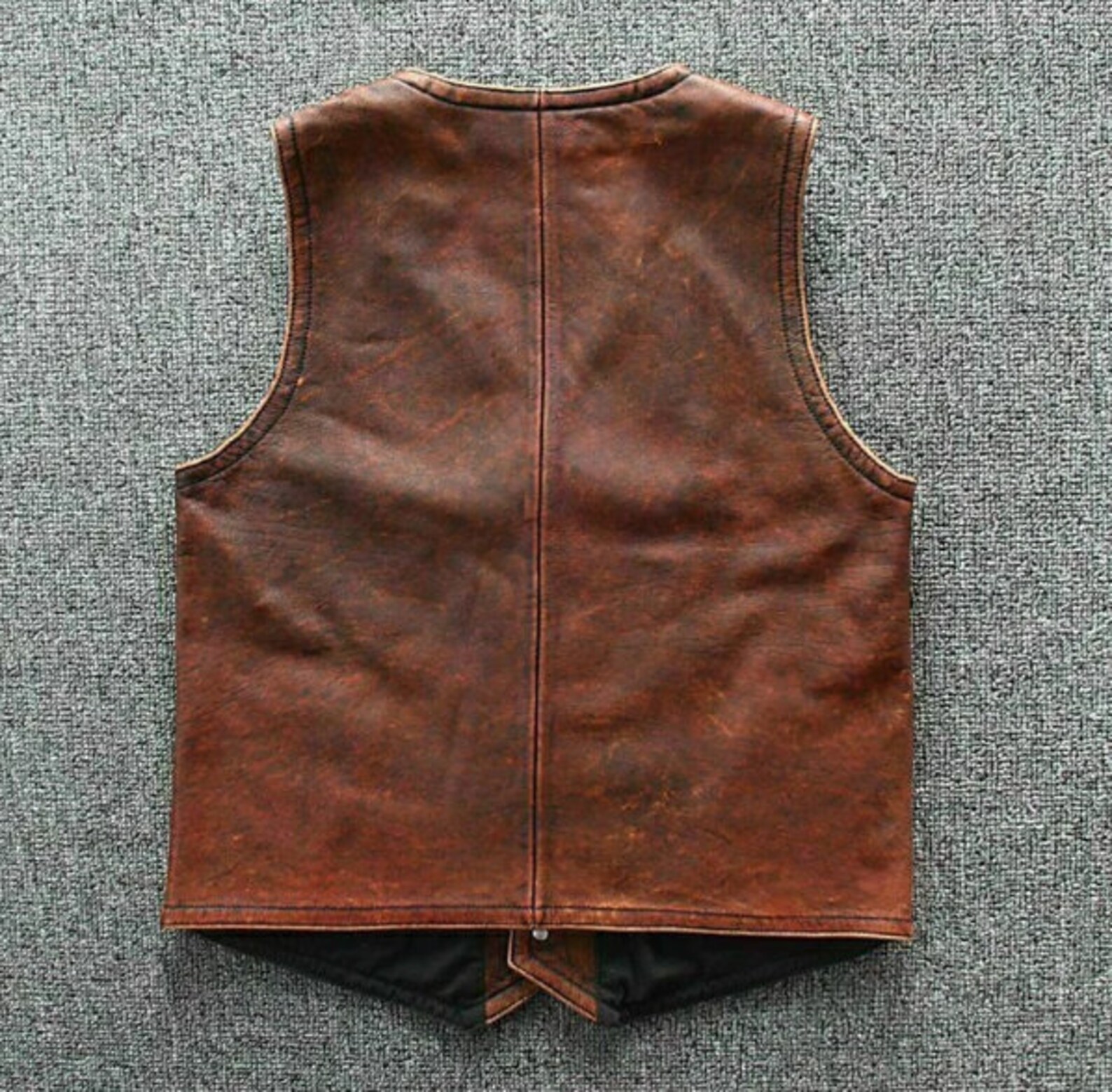 Distressed Black Biker Real Leather Vest main image 0