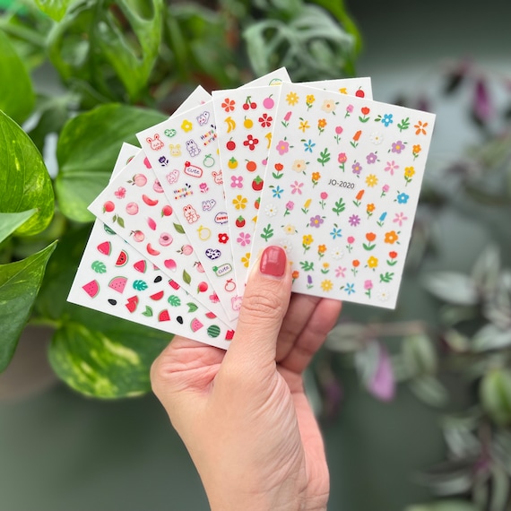 Cute nail sticker decal, DIY, fruit flower animal, cartoon, kid holiday gift, stocking stuffer, unique design, quality, Halloween Christmas