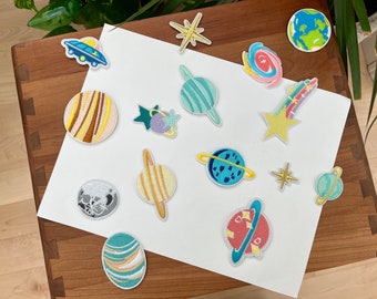 Planet patch, space patch, star patch, UFO patch, galaxy patch, iron on, cute embroidered appliqué, kid holiday gift, stocking stuffer