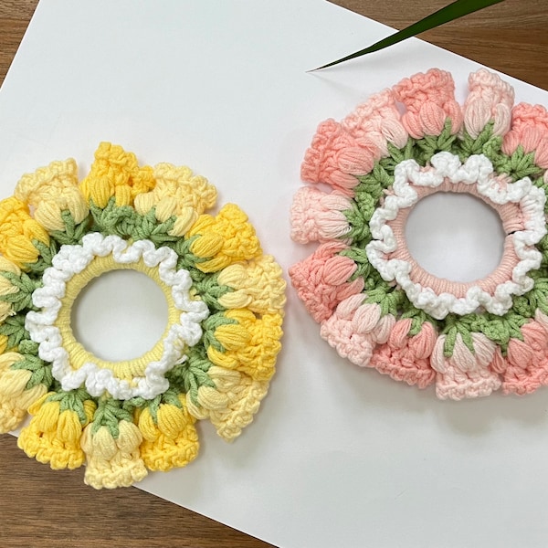 Floral handmade crochet hair tie/hairband/ponytail holder/scrunchie, hair accessory, Easter, Valentine’s, spring, birthday, unique gift