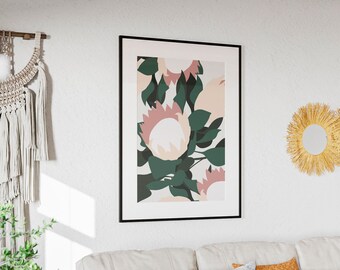Protea Flower Print: Australian Native Botanical Art (Digital Download)