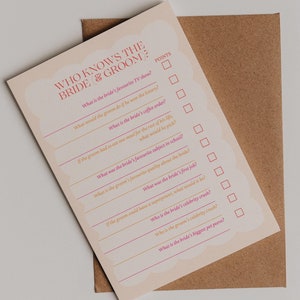 Bridal Shower Game: Who Knows the Bride & Groom Quiz (A5 Template, Digital Download)