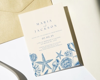 Beach Wedding Invitation Template, Wedding Invitation, Printable Wedding Invitation
