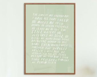 Psalm 23 Wall Art: Minimalist Christian Home Decor (Digital Download)