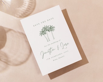 Palm Tree Save the Date, Destination Wedding Save the Date, Beach Wedding Save the Date Card, Printable Save the Date Template