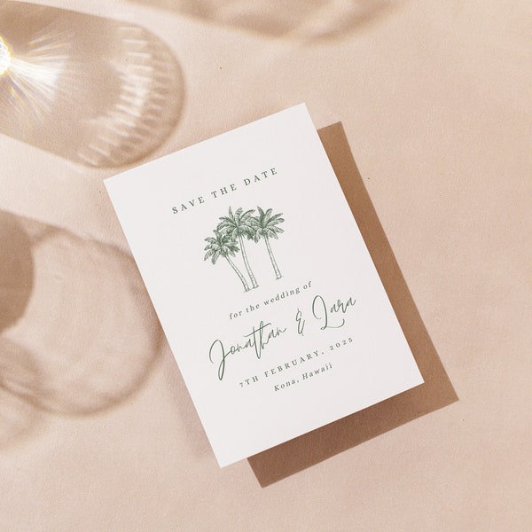Palm Tree Save the Date, Destination Wedding Save the Date, Beach Wedding Save the Date Card, Printable Save the Date Template