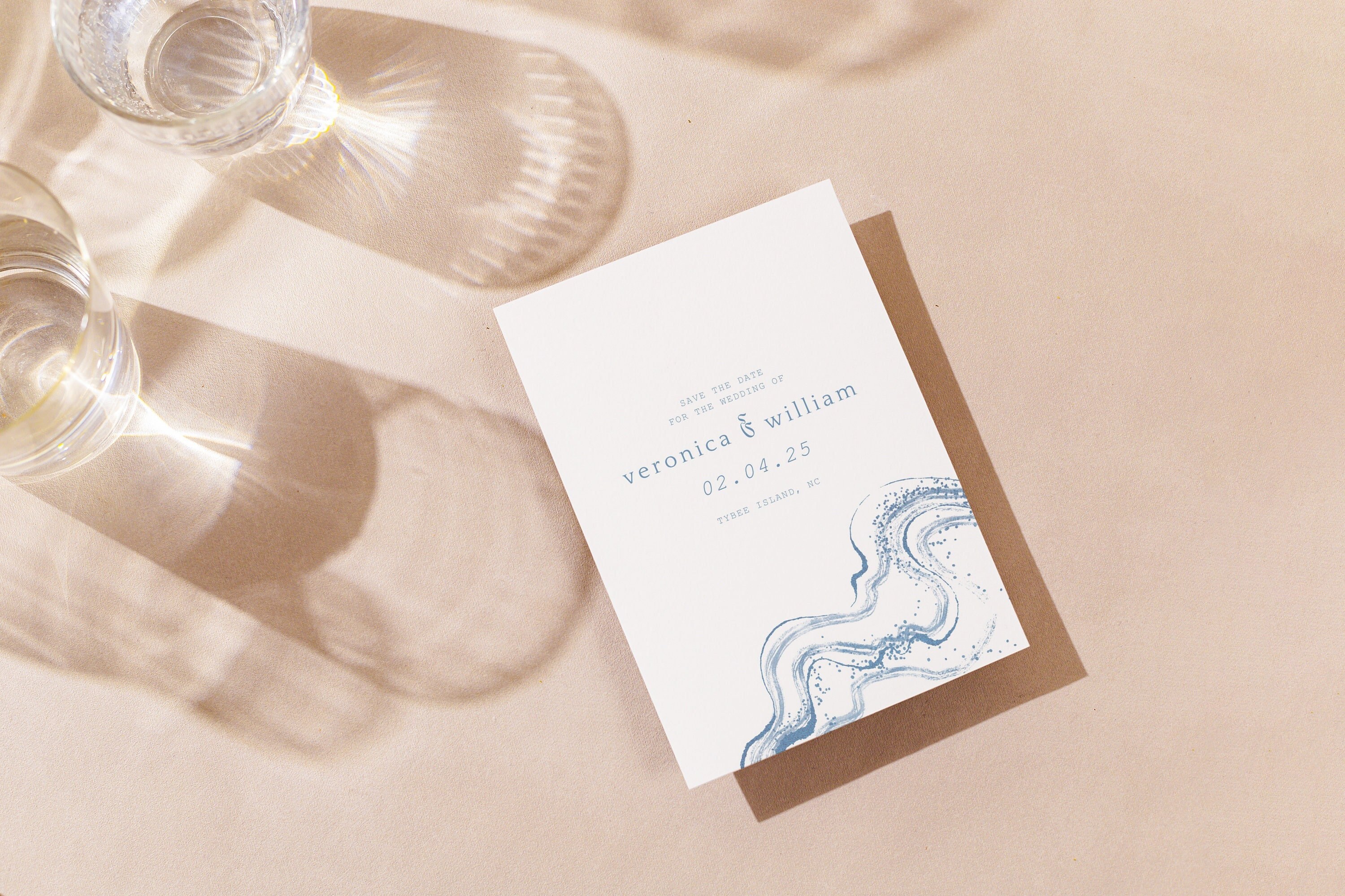 Beach Waves Save the Date, Destination Wedding Save the Date, Beach Wedding Save the Date Card, Printable Save the Date Template