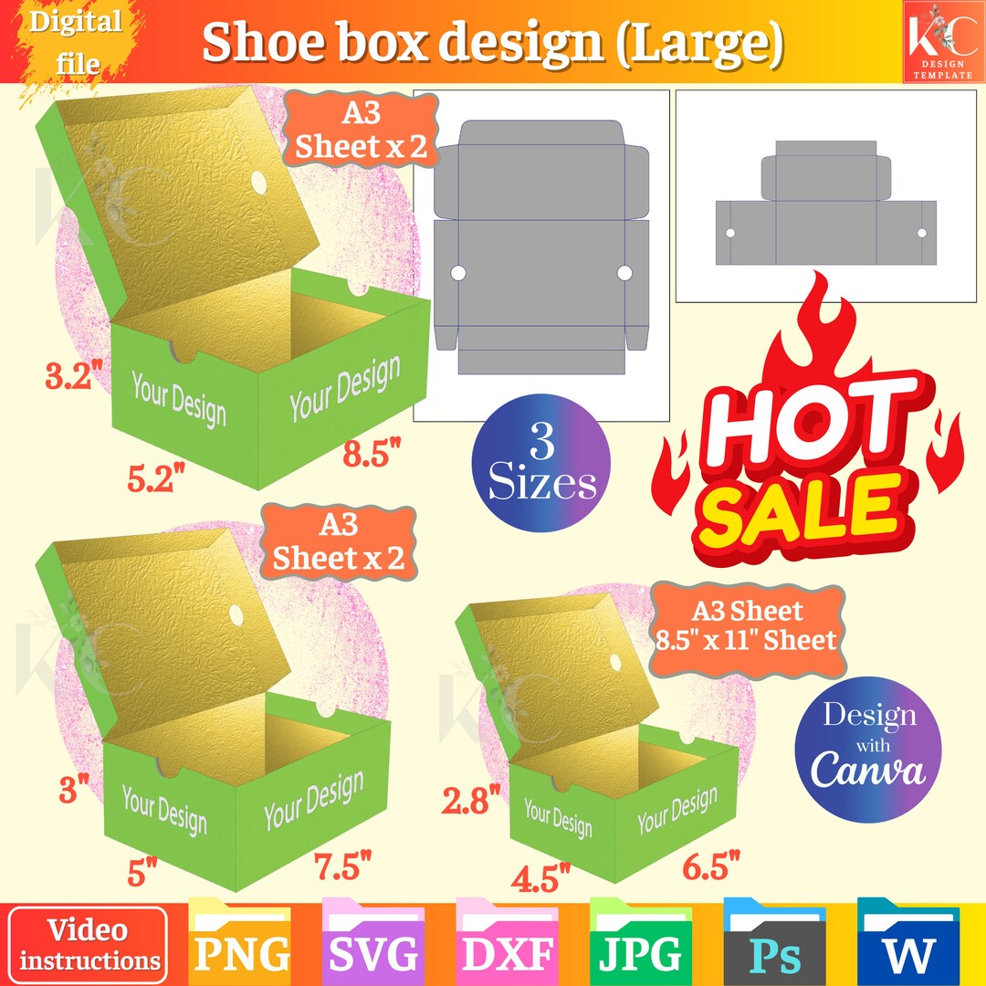 Shoe Box Design large Shoe Box Template Diy Shoe Storage Etsy