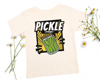 Camiseta infantil divertida para entusiastas de picles, estilo anime/mangá.