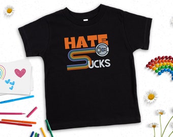 Cute Robot Vacuum Pride Shirt for Toddler, Child of LGBTQ Parents Rainbow T-Shirt, Hate Sucks Inclusive Pride Parade Graphic Tee for Kids