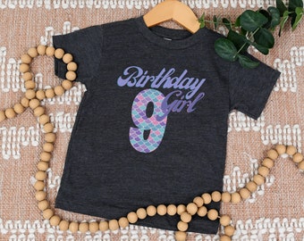 Jolie chemise sirène 9e anniversaire pour fille, t-shirt enfant fête du neuvième anniversaire sous la mer, plongée dans neuf t-shirt enfant violet