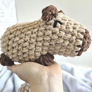 Cute Capybara Plush, Amigurumi Crochet Capybara Stuffed Animal, Funny Sleepy Animal Plushie Handmade Gift for Kids, Cuddle Toy for Children