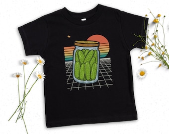 Camiseta engraçada infantil de picles, camiseta infantil fofa estilo retrô de picles, camiseta divertida infantil obcecada por picles, roupa infantil presente de aniversário picles