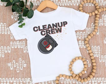 Cleanup Crew Robot Vacuum Shirt for Toddlers and Kids, Cute Vacuum Cleaner T-Shirt for Children | Toddler, Youth, and Adult Sizes