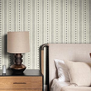 Inkwell Stripes | Ivory and Navy Black Pattern | Hand Drawn Removable Wallpaper | Medium Scale