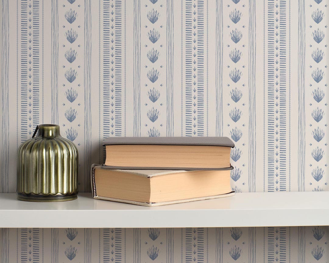 Inkwell Stripes | Powder Blue Pattern | Hand Drawn Removable Wallpaper ...