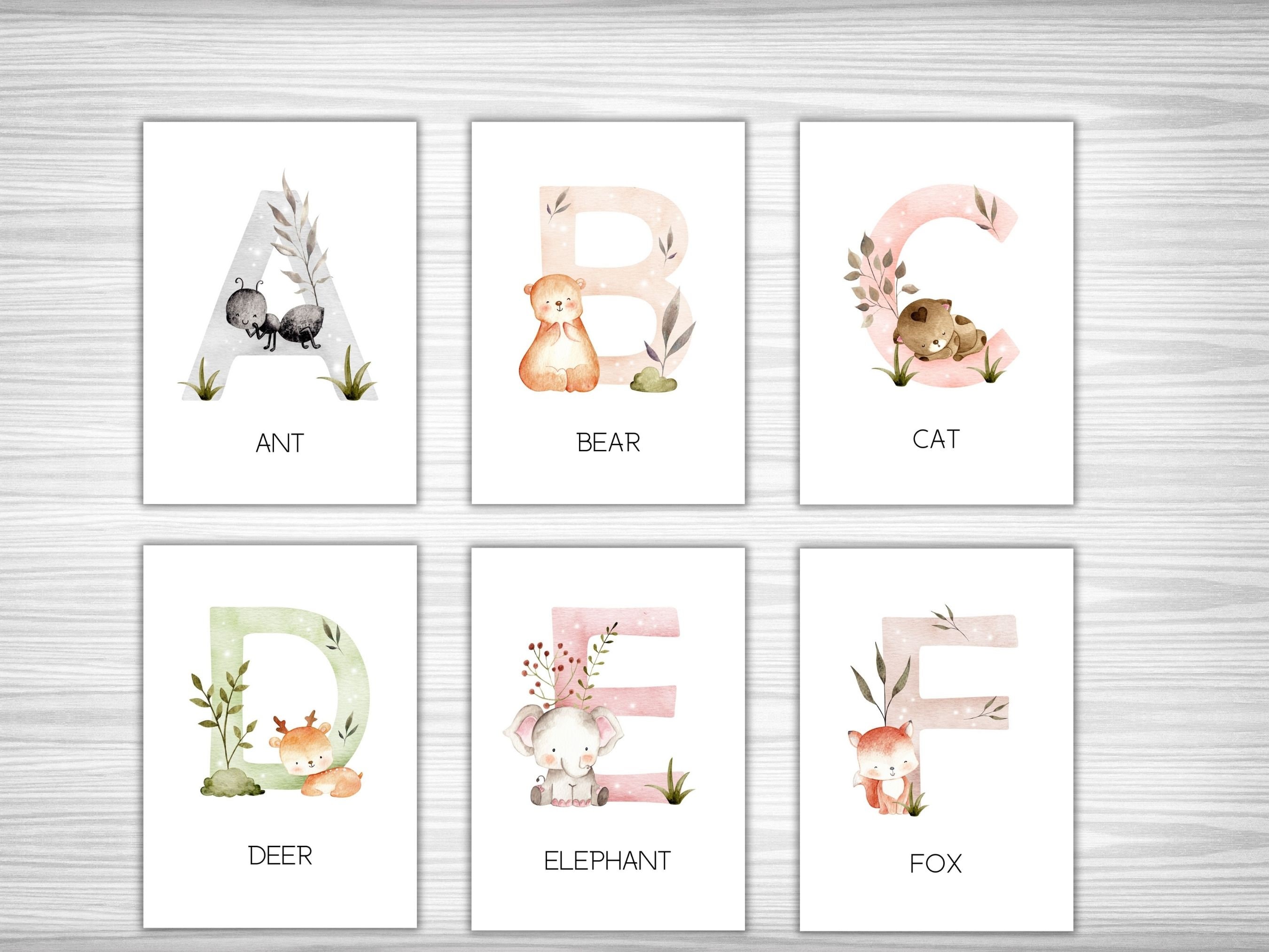 Animal ABC Flashcards • Watercolor Alphabet Cards • Printable Nursery ...
