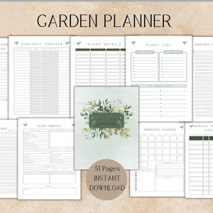Afdrukbare tuinplanner voor 2025, zaadtracker, groentelay-out en dagboek voor duurzaam planten