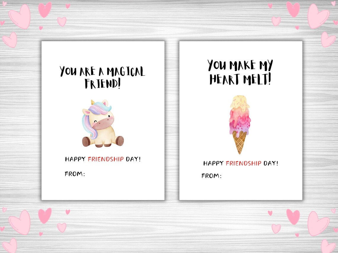 Printable Kids Friendship Cards: Watercolor Animal Classroom Set (PDF ...