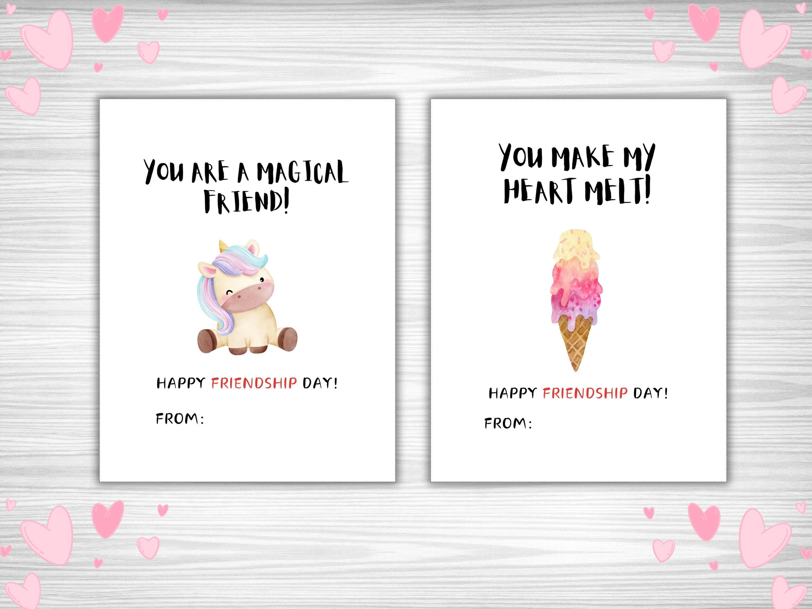 Printable Kids Friendship Cards: Watercolor Animal Classroom Set (PDF ...
