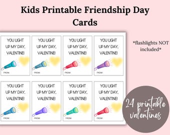 Tarjetas de San Valentín para niños imprimibles: San Valentín para el aula con linternas: Intercambio escolar sin dulces