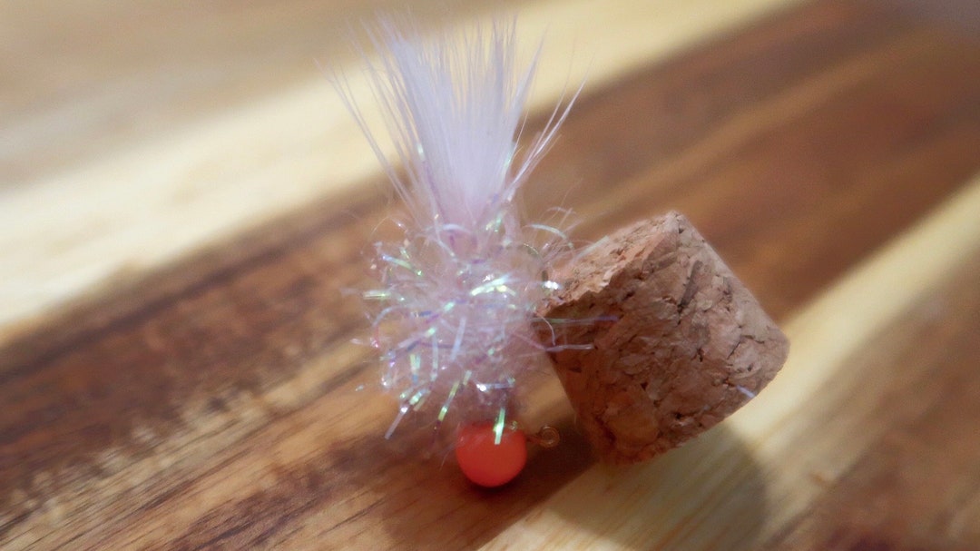 1/16oz Marabou Hair Jig for Fishing White/white/glow Blaze Orange ...