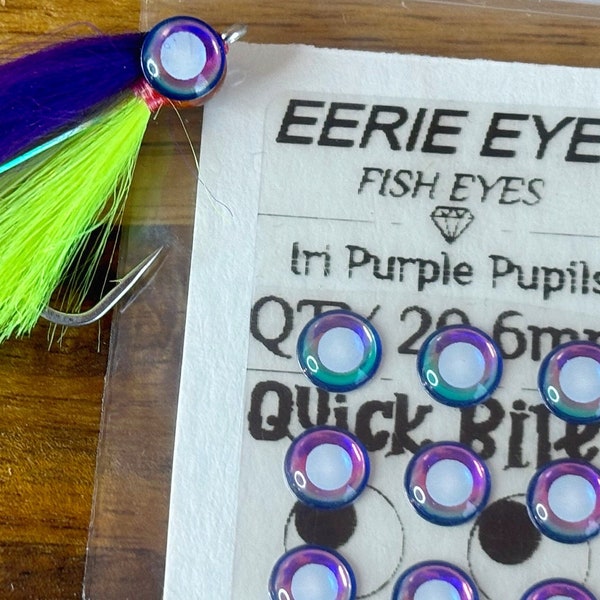 6mm Eerie Eyes: Iri Purple Pupils - Eyes for Fly Tying