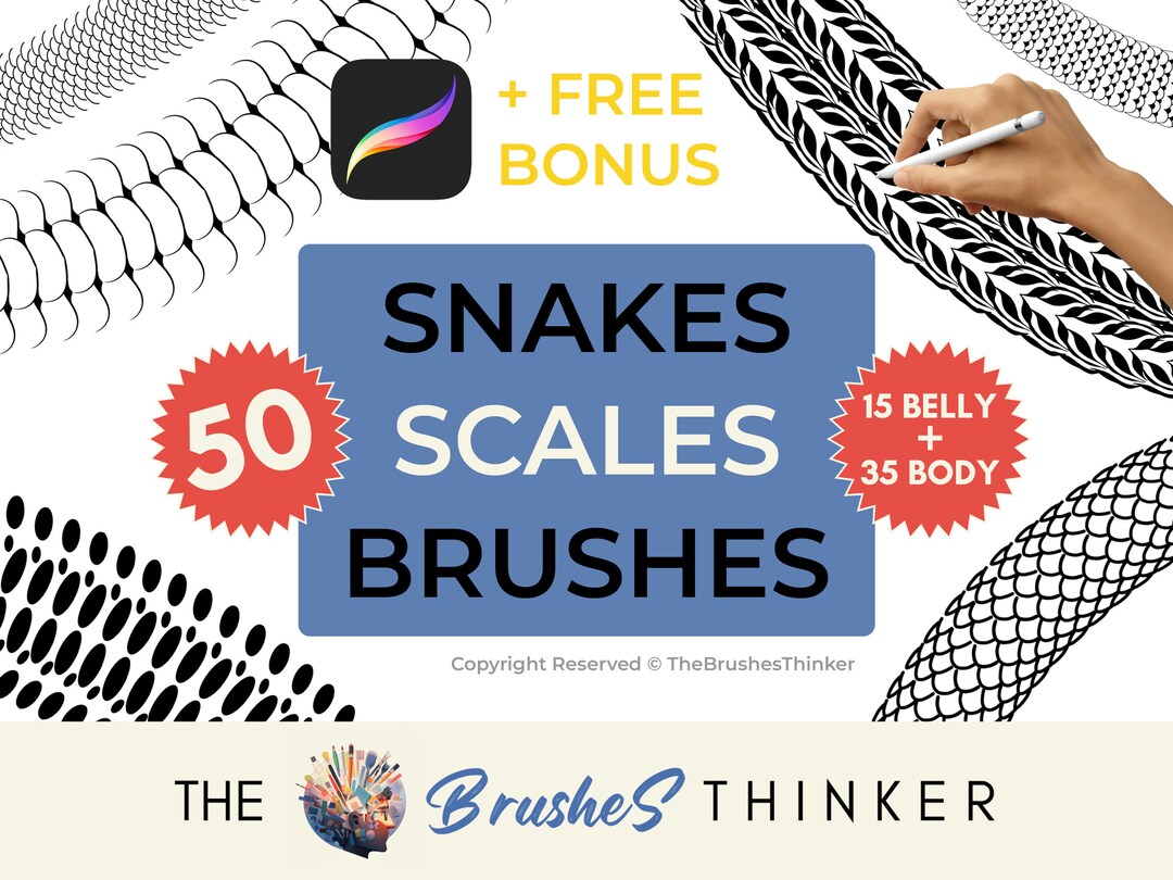 50 Snake Scales Brushes for Procreate Free Bonus, Procreate Snake