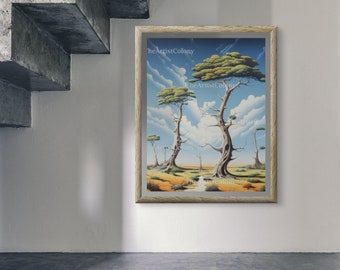 Surreal Landscape Print, Dali Style Dreamscape, Eclectic Living Room Art (Digital Download)