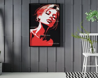 Bold Pop Art Woman Portrait Print, Maximalist Fashion Wall Art (Digital Download)