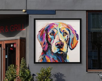 Colorful Dog Oil Painting Print, Psychedelic Pop Art Gallery Wall (Digital Download)
