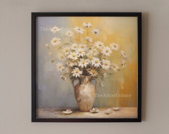Set-of-flowers-wall-art download, Set-of-floral-wall-art download, Set-of printable floral-wall-art, Printable-daisy-wall-art