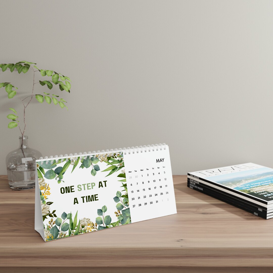 Motivational Floral 2024 Folding Desk Calendar, Nature Calendar 2024