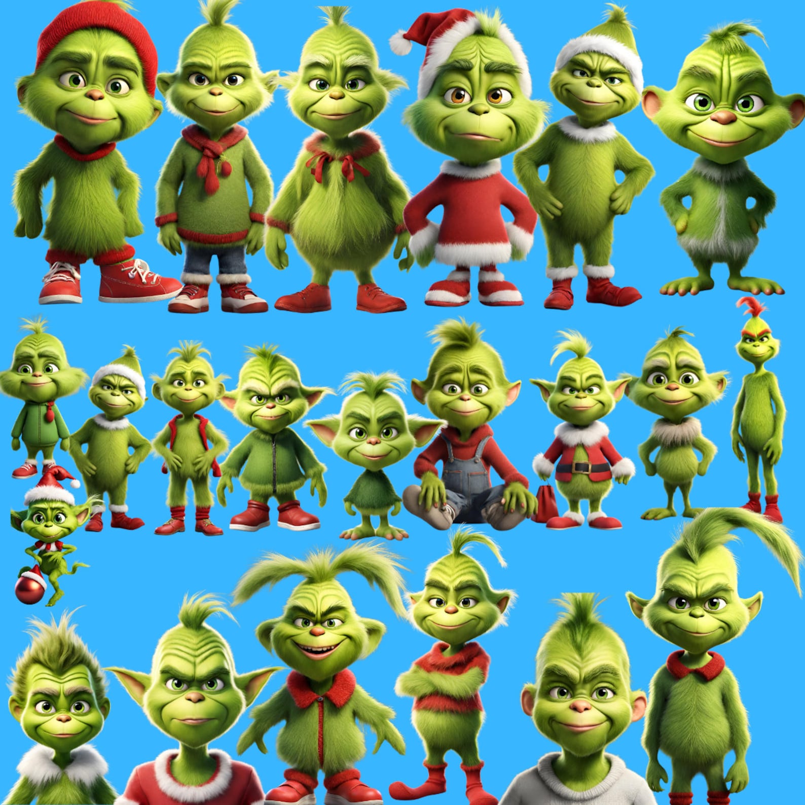 Grinch Clipart Grinch Baby Clipart Cute Grinch Baby Face Etsy Canada