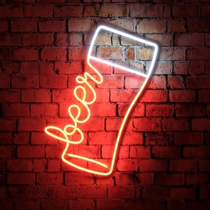 Beer Neon Sign Wall Art / Gift for boyfriend / Bar, Alcohol  / Wall Decor, Custom Sign, Neon For Bar