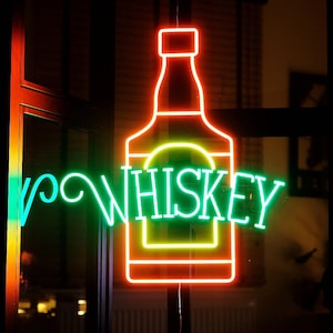Whiskey Neon Sign Wall Art / Gift for boyfriend / Bar, Alcohol  / Wall Decor, Custom Sign, Neon For Home